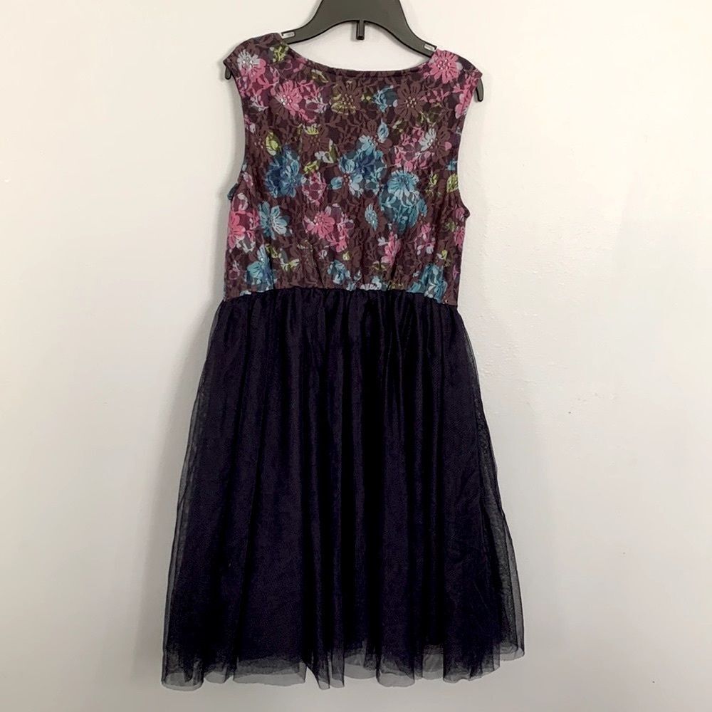 THE CHILDREN’S PLACE Big Girls Navy Blue Floral Lace Tulle Tank Dress Size 10 - Picture 2 of 8